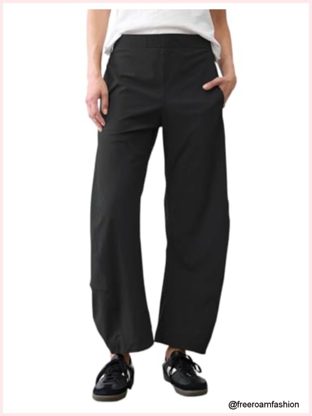 Quick Dry Travel Crop Ankle Wide Leg Pants with Pockets